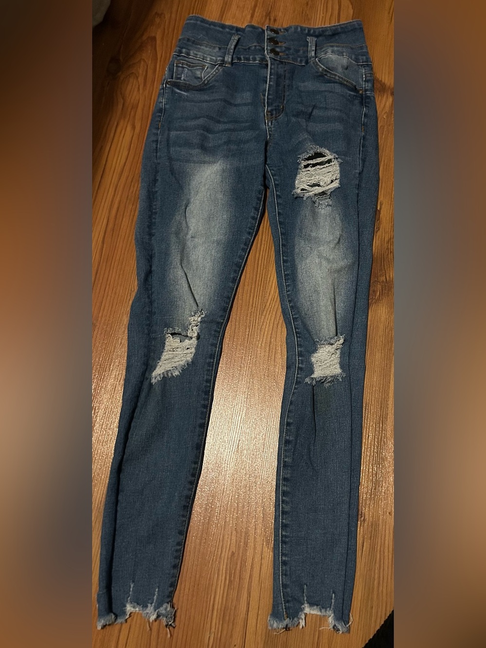 refuge Distressed Dark Blue Skinny Jeans